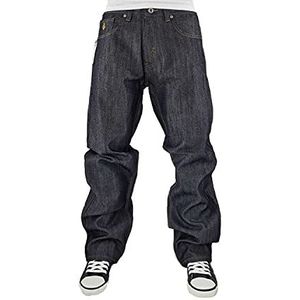 Rocawear Heren Multi Stitch Loose Fit Denim Jeans, Raw Grey, Rauwe Indigo Cranberry, 40W x 34L