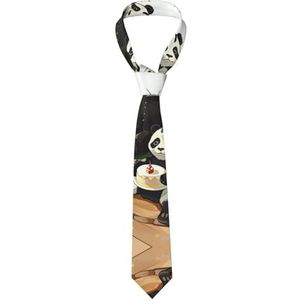 GerRit Panda's van vader en zoon casual stropdas en bedrukte stropdas, gemakkelijk te onderhouden, geschikt voor dagelijks gebruik, feest, bal en feest, enz., Zwart, Eén maat