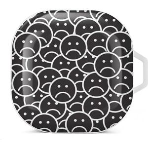 Sad Face Unhappy Faces Oordopjes Hoesje Compatibel met Samsung Hard Shell Beschermhoes Wit-Stijl