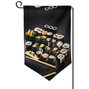 Japanse Sushi zwarte tuin vlag dubbelzijdige boerderij tuin vlag lente zomer buiten decoratie 30x45 cm