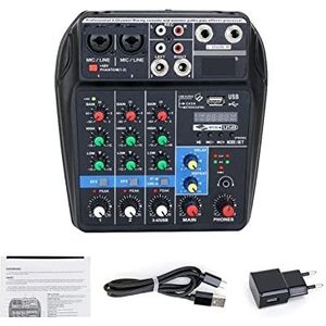 Professionele studio -opname Sound Mixing Console 4 -kanalen Audiomixer USB Geluidskaart audio -interface MIC 48V Phantom Power Voor DJ-opnamestudio