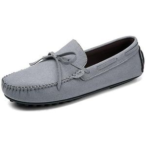 Loafers for heren Ronde neus Suede Vamp Bootschoenen Rijden Loafers Lichtgewicht Platte hak Comfortabel Casual Buiten Instappers(Color:Grey,Size:40 EU)