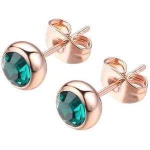 Eenvoudige Ronde Stud Earring Voor Wome Beknopte Rose Goud Kleur Mode-sieraden Oostenrijkse Crystal Dropship Leverancier, Eén maat, Agaat