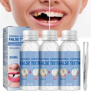 Vormbare Valse Tanden Voor Tijdelijke Tandvullingen, Tandheelkundige Reparatie, Kunstgebit Reparatie Kralen, Vormbare Tandvulling Reparatieset, Doe-het-zelf Natuurlijke Vulling Nep Tanden (3 flessen)