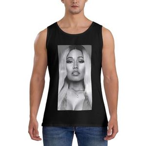 Nicki Music Minaj tanktop shirt heren body build mouwloos vest shirt running workout tank tops zwart, Zwart, 3XL