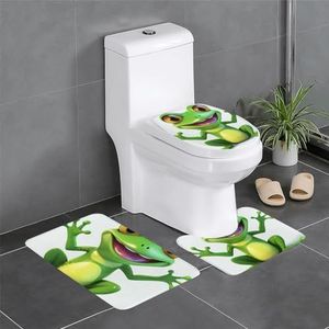 GeRRiT Groene kikker gedrukt 3 stuk badkamer tapijten set badkamer matten