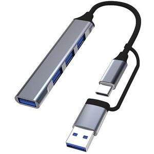 Lamkrtlp 4-poorts USB 3.0 Hub - Ultra Slim draagbare splitter voor MacBook, Mac Pro/Mini, iMac, Surface Pro, XPS, Notebook PC, flashdrives, mobiele HDD en meer (2-in-1)