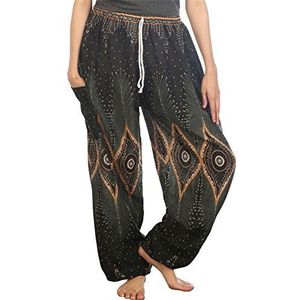 Lofbaz dames rozenpatroon harembroek koordsluiting Aladin broek bloemenpatroon Hippy