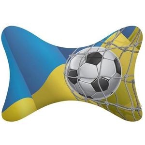 Voetbal Doel En Oekraïne Vlag Auto Hoofdsteun Kussen 2 stks Memory Foam Nek Kussen Nek Ondersteuning Kussen voor Camping En Reizen