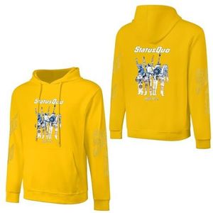 LSMCCOTP Sta-tus Logo Qu-o Katoenen Hoodie Pullover Heren Lange Mouw Sweatshirt Met Zak Voor Mannen Zachte Zwarte Hoody Basic Casual Fans Merch 3XL, Medium Geel-stijl, XL