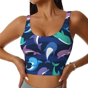 Dolfijn Print Casual Wear Vrouwen Sport Vest Yoga Vest Workout Vest Voor Vrouwen Lichtgewicht Trendy, Zwart, S