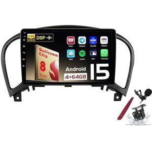 Android 15 Autoradio Sat Navi voor N-issan Juke (2010-2014) 9 Inch Touchscreen Multimedia Speler met Draadloze Carplay GPS Navigatie FM RDS Bluetooth 5G-WiFi SWC DSP,M120s