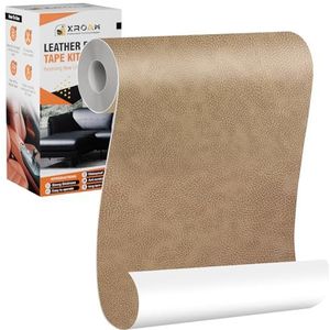 Xroam Reparatieleer voor banken, 12 x 160 cm, kunstleer, zelfklevend, donkerbeige, retro, reparatiepleisters van leer, zelfklevend, voor banken, autostoelen, meubels, tassen