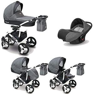 Pram Stroller Pushchair 2in1 3in1 Isofix Autostoel CAR door ChillyKids 2in1 without baby seat Night Grey CAN-3