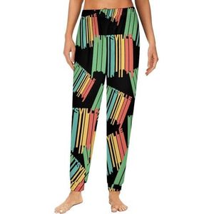 Retro jaren 70 stijl Huntsville Skyline dames pyjama lounge broek elastische tailleband nachtkleding broek print