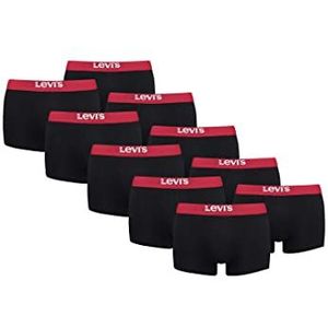 Levi's Solid Basic Boxershorts voor heren, ondergoed van biologisch katoen, verpakt per 10 stuks, zwart/rood, L