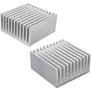 Aluminium Chipset Heatsink Radiator Koellichaam Koelvin Zilver voor CPU LED Power Actieve Component 40 x 40 x 20mm (2 stuks) -Kalolary