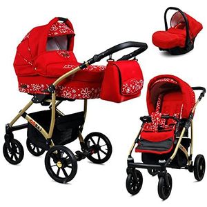 Lux4Kids Kinderwagenset, eenvoudige bediening, inklapbaar, lekvrij, GoLux Gold by Red Flowers 030, 2-in-1 zonder babyzitje