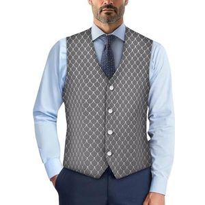 Wismoutput Heren V-hals pak vesten zachte slim fit button down jurk stijlvol blazer vest met riem aan de achterkant, Zilveren schubben, S