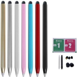 2 In1 Stylus Pen voor Touchscreens Universele Stylus Potlood voor Samsung Tab Lg Htc Gps Tomtom Mobiele Telefoons Tabletten Capacitieve Touch Pen Hoge Gevoeligheid S Pen (wit)