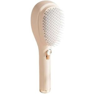 Zelfreinigende Haarborstel Antistatische Massagekam Intrekbare Ontwarrende Borstels Roterende Kammen Styling Tool Massager Hoofdhuid(Beige)