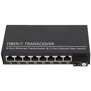 Fiber Ethernet Media Converter, Plug and Play Fiber Transceiver Tx1310nm RX1550nm 100-240V 8-poorts Elektrisch voor Thuis (EU-stekker)