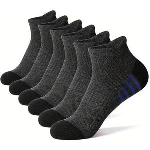 YIJIANUO 6pairs Compressie Athletic Sokken voor heren, casual hardloopsokken, mesh ademend, vochtafvoerende zweetafvoerende sportsokken, 6 paar donkergrijs, EU38-44