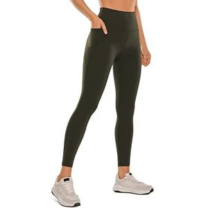 CRZ YOGA Women's Butterluxe Gym Leggings 25''- High Waisted Workout Leggings met Zakken Boterzachte Yoga Leggings Olijfgroen XS