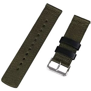 Horlogeband, 20/22/24mm Sport Waterdicht Vintage Geweven Nylon Horlogeband Heren Vervanging Horlogeband Armband for Smart Watch (Color : Army Green Silver Clasp_22mm)