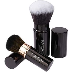 Make-upkwast, intrekbaar, multifunctionele make-upborstel, professionele poederkwast, voor foundation en poeder, 2 stuks (zwart)