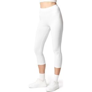 Ladeheid Dames 3/4 Leggings uit katoen LA40-132 (Wit, XXL)