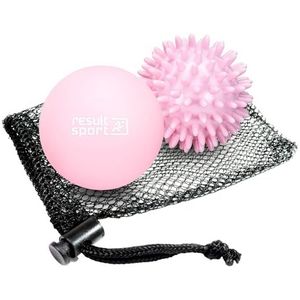 ResultSport Lacrossebal en Stekelige massagebal, 2-pak, triggerpoint massage bal voor rug, Myofasciale verlichting, oefenbal, Spike Physio Pilates-ballen (Roze)