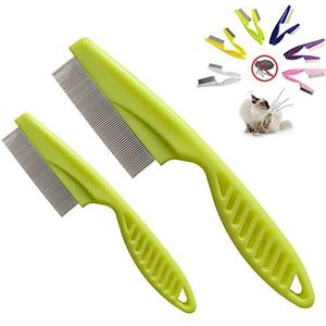 Magic Pet Comb, Huisdier Haar Kam Vlooien en Scheur Vlekken Verwijderen, Magic Pet Comb Hond, Vlooienkam voor honden en katten, Scheurvlek kam voor kleine huisdieren (1 paar, groen)