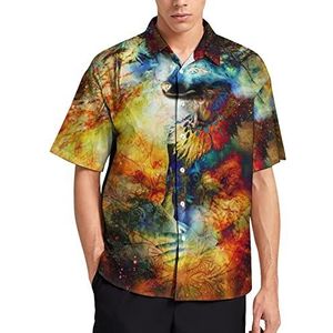 Sjamanistische vos man en Indiase vrouw Hawaiiaanse shirt voor mannen zomer strand casual korte mouw button down shirts met zak