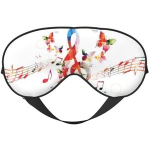 WSHFFILO Musica vlinder bedrukt dubbelzijdig zacht verduisterend oogmasker slaaphulp oogmasker reizen oogmasker