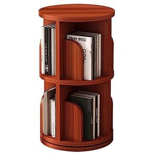 TsoLay Boekenplank 360° draaibare boekenplank ronde boekenkast teak kleur vloer tot plafond retro houten opbergrek voor boekenplank voor woonkamer, slaapkamer, huis, kantoor boekopslag