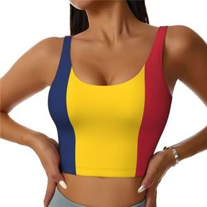 Vlag van Tsjaad Print Comfortabel Vrouwen Sport Vest Yoga Workout Vest voor Vrouwen Lichtgewicht Zomer, Zwart, S
