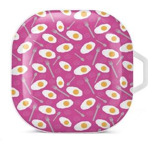 Sunnyside Up Eggs Oordopjes Hoesje Compatibel met Samsung Hard Shell Beschermhoes Wit-Stijl