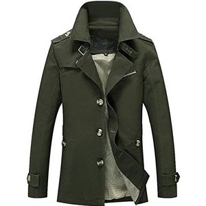 Huixin Trenchcoat voor heren, herfst, vrije tijd, mantel, slim fit, zomerjas voor heren, groen., L