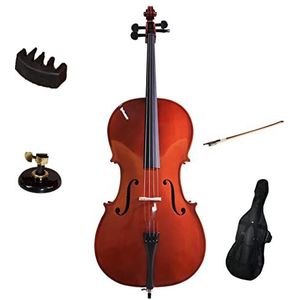 Handgemaakte cello - 4/4 full size cello, geschikt voor kinderen en volwassenen, professionele beginner, met strik, tas en touwtjes. (2)