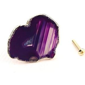 Glazen Lade Knoppen, 1PCS Natuurlijke 5-9cm Agaat Onregelmatige Kristallen Kastknop Lade Kledingkast Trek Meubelgrepen Messing Handvat (Kleur: Rood) (Kleur: Groen) (Color : Purple, Size : 2pcs)