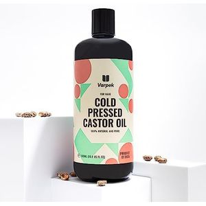 Koudgeperste Castor Olie - 100% Biologisch, Natuurlijk en Puur - Haargroei-olie Voor Haar, Baarden, Wimpers en Wenkbrauwen - Door Varpek