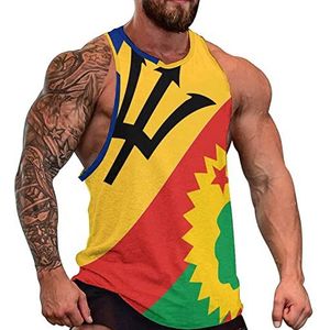 Barbados Oromo Liberation Front Flag Heren Tank Top Grafische Mouwloze Bodybuilding Tees Casual Strand T-Shirt Grappige Gym Spier