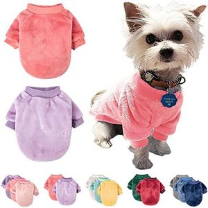 Hondentrui 2 packs of 3 packs kleine hondentruien voor kleine honden meisje of jongen gezellige puppy Yorkie huisdier kat winterkleding jas pluche kleine hond of kat jas kleding (groot, roze, lichtpaars)