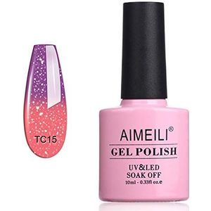 AIMEILI Gel Nagellak UV LED Gellack Soak Off Gel Polish Temperatuur Kleurverandering - New Glitter Purple To Pink (TC15) 10ml