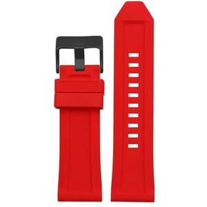INEOUT Siliconen rubberen armband horlogeband 24mm 26mm 28mm compatibel met diesel DZ4496 DZ4427 DZ4487 DZ4323 DZ4318 DZ4305 Heren horloges riem (Color : Red black buckle, Size : 24mm)