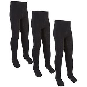 3 paar meisjes kinderen katoen rijke zachte rekbare gebreide school uniform alledaagse panty leeftijden 2-13 jaar, Zwart, 5-6 jaar