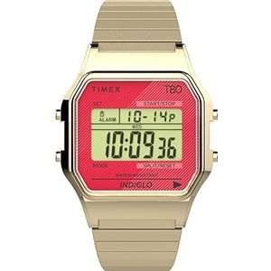 Timex T80 34 mm Perfect Fit Quartz roestvrijstalen band, goud, 18 casual horloge (model: TW2V19200YB), goud-toon/koraal perfecte pasvorm, Goudkleur/Koraal Perfecte pasvorm, armband