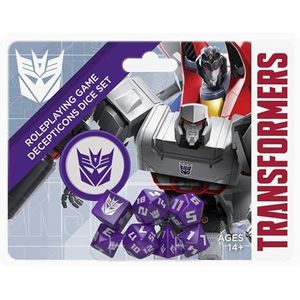 Renegade Game Studios: Transformers RPG Decepticon dobbelstenen set - 8 stuks - rollenspel accessoire, ontworpen voor het Essence20 rollenspel systeem