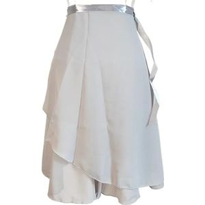 Vrouwen Chiffon Ballet Wrap korte rok， Volwassen lange chiffon balletrokken in pure kleur, gebonden, zacht lyrisch(Gray)